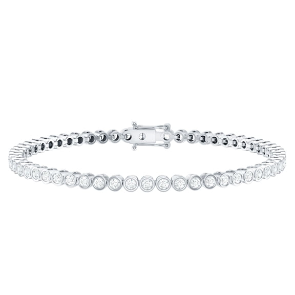 Rosec Jewels Lab Grown Diamond Tennis Bracelet - Bezel Set Diamond Bracelet - EF-VS Quality - Ready to Gift for Mothers Day, 925 Sterling Silver, 6.0 inches