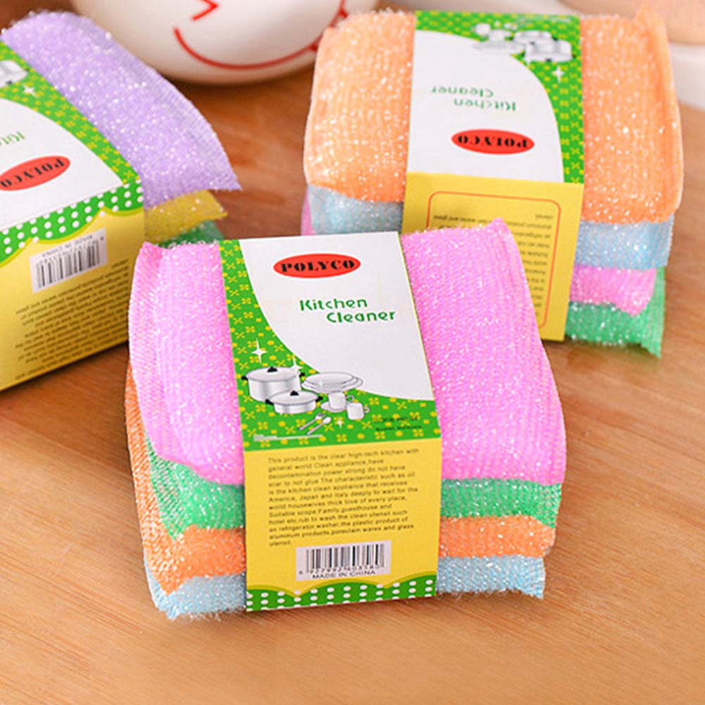 HEQU 4 Pcs Sponge Wipe Scouring Pads Sponge Non Stick Scratch Scrubbing