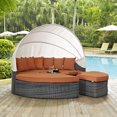 thumbnail image 2 of Lounge Daybed Sofa Bed, Orange, Rattan, Wicker, Outdoor Patio Balcony Cafe Bistro Garden Hospitality Restaurant, Modern Contemporary HB32804, 2 of 6