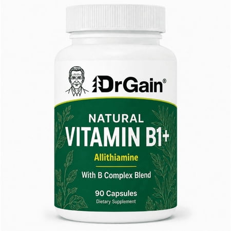 DrGain Natural Vitamin B1+ Supplement with Allithiamine & B Complex Blend, 90 Capsules