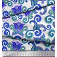 thumbnail image 2 of Soimoi Brown polyester Crepe Fabric Leaves & Floral Check Decor Fabric Printed Yard 52 Inch Wide, 2 of 3