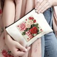 thumbnail image 3 of Pratyus Tote Bag Valentine Gift Pink Love Cosmetic Bag for Women Friends Roses Hearts Travel Essentials White, 3 of 6