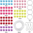 thumbnail image 3 of 1 Box DIY 10 Sets Pony Beads Keychain Kit Bead Animals 6mm Pink Opaque Pony Beads Valentine's Day Beading Heart Butterfly Flower Bear Shamrock Pony Bead Animal Pets Key Chain for Crafts, 3 of 5