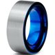 Tungsten Wedding Band Ring 8mm for Men Women Comfort Fit Blue Pipe Cut Brushed Lifetime Guarantee – image 1 sur 5