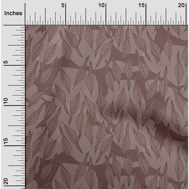 oneOone Velvet Dark Rose Brown Fabric Leaves Craft Projects Decor Fabric Printed By The Yard 58 Inch Wide-ROS