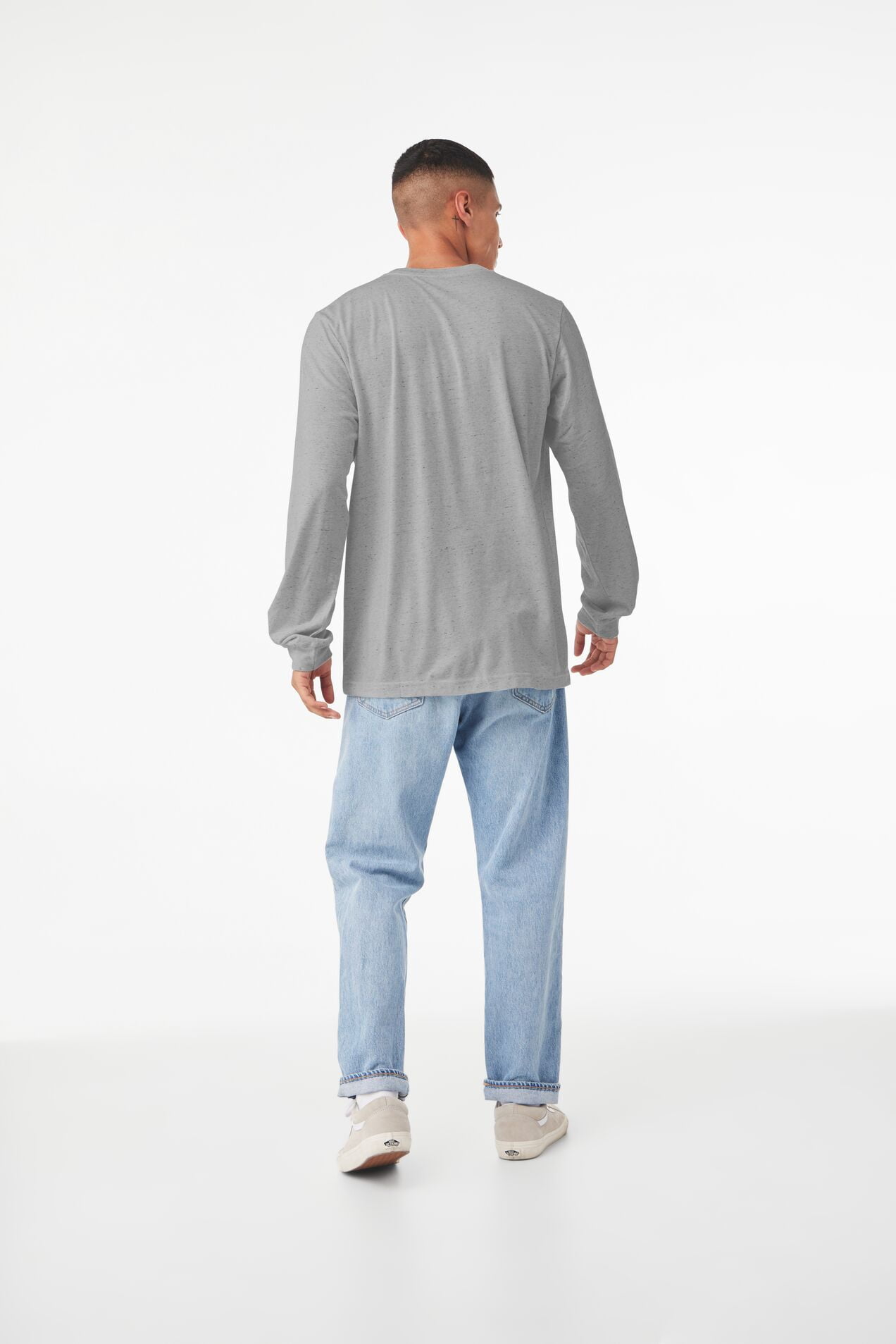 BELLA+CANVAS Adult Long-Sleeve Personalized T-Shirt, Create Your Own Designs, Athletic Heather, Large, Unisex