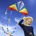 thumbnail image 2 of Cometa Delta Grande para niños y Adultos Cometa Extremadamente fácil de Volar para Viajes a la Playa Línea de Cuerda incluida con Cola de Colores Coloridos Perfecta para Principiantes, 2 of 8