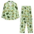 thumbnail image 2 of Renewold 2 Pieces Pajamas Set for Sleep Walking Thermal Jogger Athletic Outfits Size L Avocado Leaves Print Long Sleeve Pjs Pants Lightweight Soft Button Down Nightwear for Women, 2 of 5
