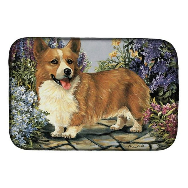 Tapis de Séchage pour Vaisselle de Jardin Corgi de 14 x 21 Po