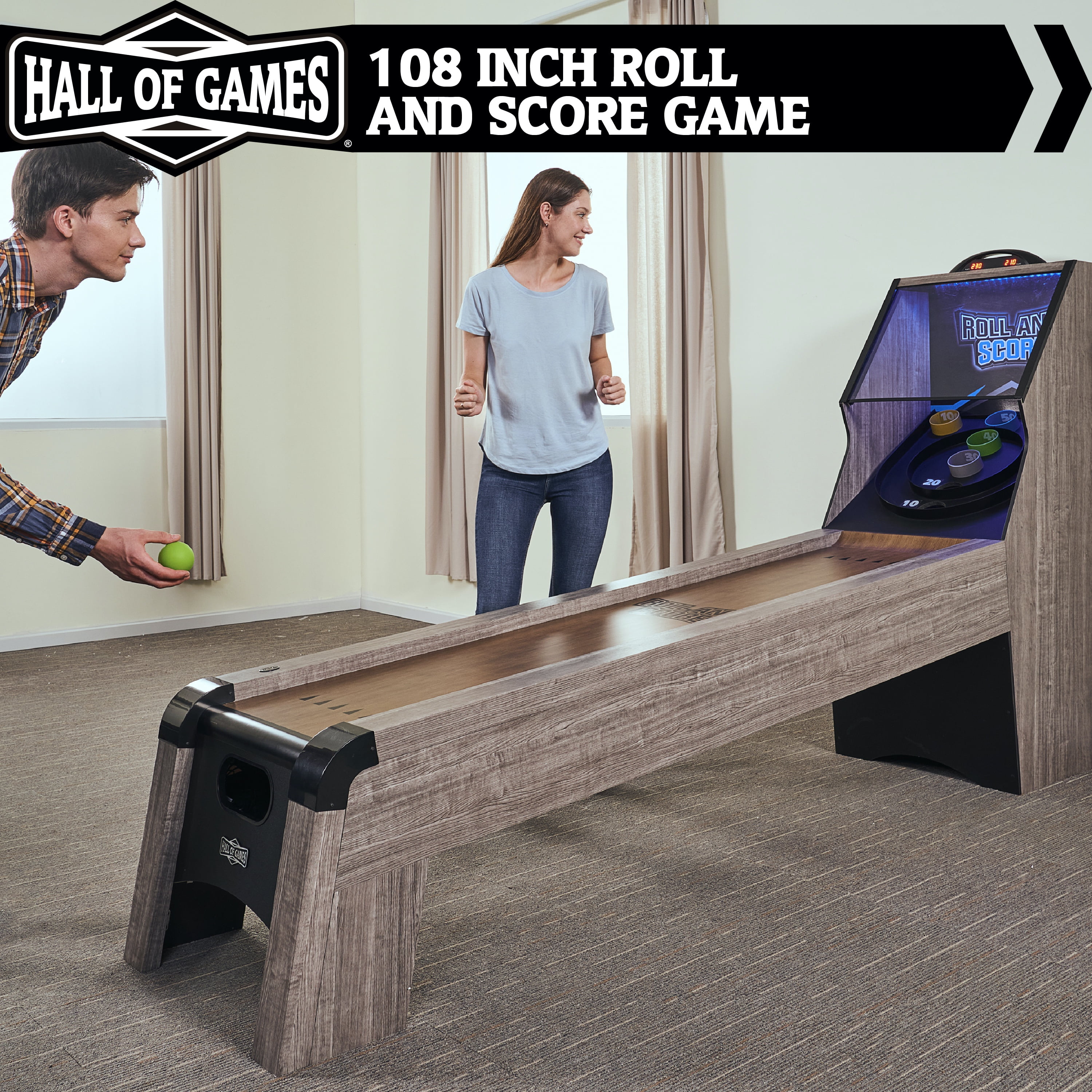 9 ft. Roll and Score Game with LED Lights and Electronic Scorer, Gray by Hall of Games