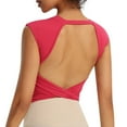 thumbnail image 4 of Workout Tank Tops Woman Lightweight Breathable Crewneck Stretchy Slim Fit Padded Crop Sleeveless Shirt Athletic Gym Tanks, 4 of 7