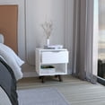 thumbnail image 4 of DUOSONG Crail Nightstand With 1 Open Storage Shelf, 1 Drawer And Wooden Legs White Engineered Wood Furniture Bedroom Furniture Nightstands, 4 of 7