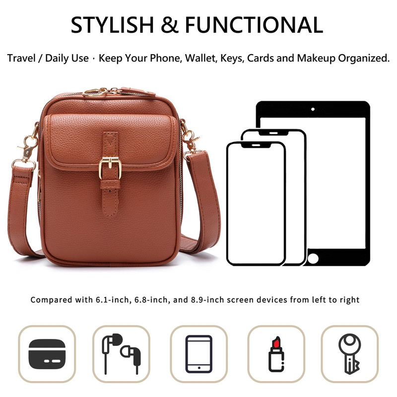 AOUNQ Small Messenger Bag Vegan Leather Crossbody Bag for Women Men, Vintage Cross Body Shoulder Purse with Card Slots