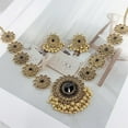 thumbnail image 6 of Bollywood Indian Jewelry Sets for Women Wedding Party Jewelry Flower Tassel Beaded Dangle Earring Oxidized Indian Choker Necklace Gold Plated Zirconia Jhumkas Chandelier Earrings Boho Jewelry, 6 of 12