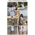 thumbnail image 4 of SURJDE Womens Spring Summer Deep V Neck Ruffle Long Sleeve Floral Print Mini Dress, 4 of 5