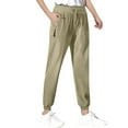 thumbnail image 2 of Juslio Girls Pants Casual Solid Summer Spring Middle School Elastic Waist Pant Zipper Brown, 2 of 6