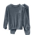thumbnail image 3 of WAVSUF Girls Fleece Sets Long Sleeve Top and Jogger Fit Pants Winter Home Warm Outfits 2 Piece Gray 3, 3 of 4