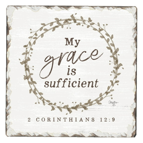 CounterArt "My Grace is Sufficient" Single Inspirational Absorbent Stone Tumbled Tile Coaster 1 Pack