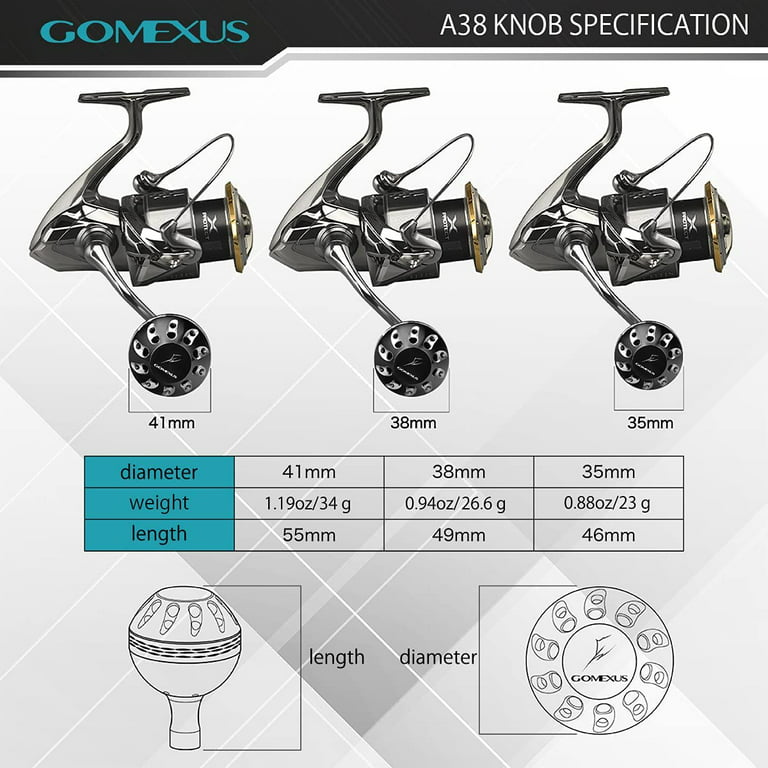 GOMEXUS Power Knob Compatible for Shimano Stradic CI4 Sahara FI Daiwa  Ballistic LT Exceler LT Spinning Reel Handle Replacement Direct Fitment  Metal 