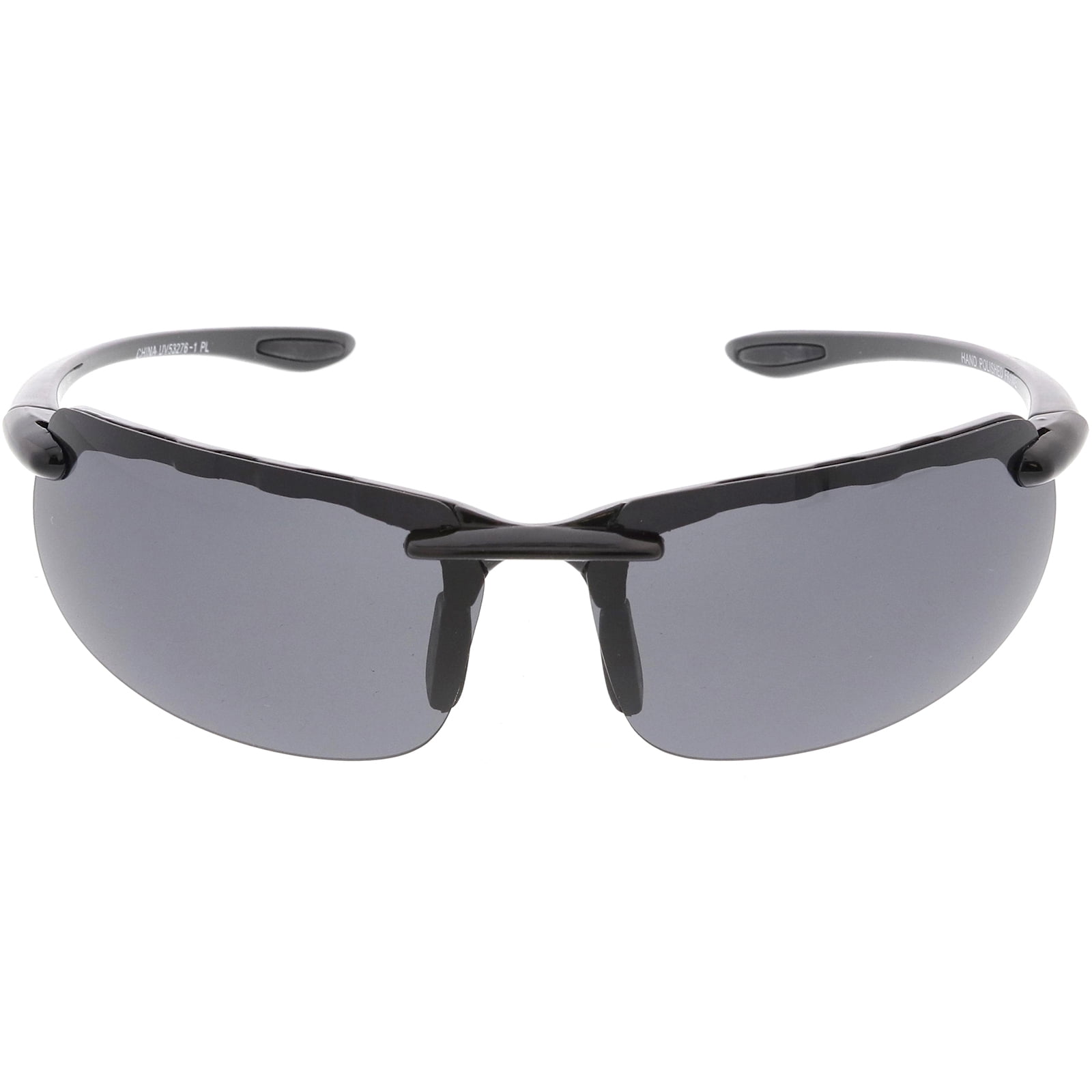 Polarized Semi Rimless Sports Wrap Sunglasses Neutral Colored Lens 40mm