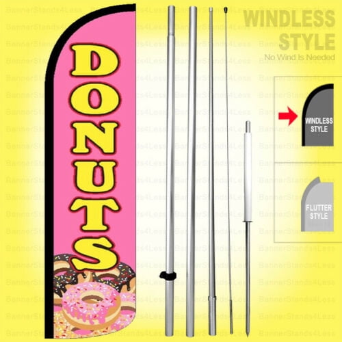 Burger and Fries Feather Banner Swooper Flag Kit with pole+spike 