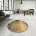 thumbnail image 3 of Ahgly Company Indoor Round Patterned Metallic Gold Area Rugs, 5' Round, 3 of 6