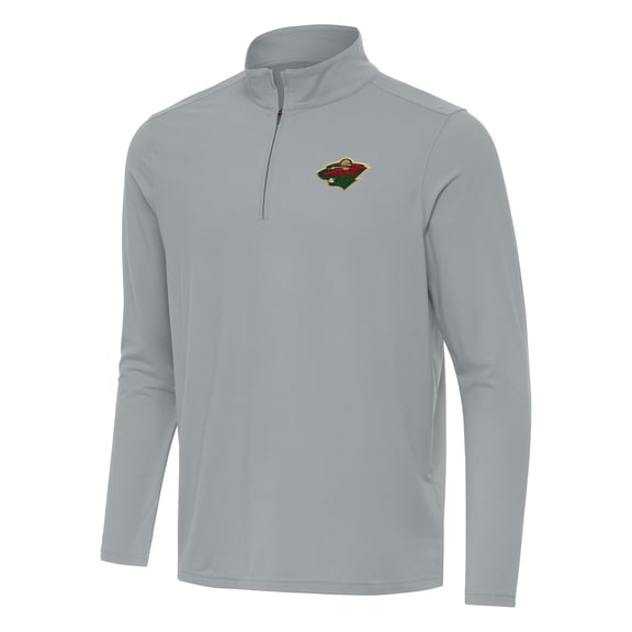 Men's Antigua Gray Minnesota Wild Intent Quarter-Zip Top