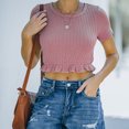 thumbnail image 3 of Camiseta de Mujer Zhivalor Crop Top Manga Corta Cuello Redondo Slim Fit Rosa M, 3 of 6