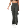thumbnail image 2 of Pincandy Women's Solid Color High Waist Flared Yoga Pants - with Pockets, Casual Fit for Yoga & Daily Wear, 2 of 7
