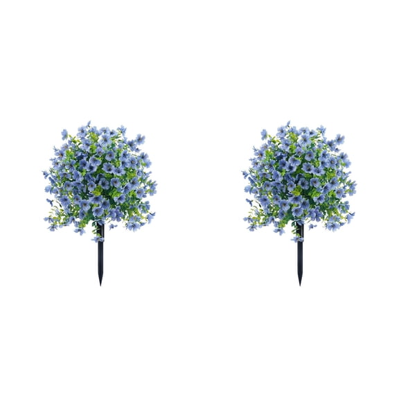 2PCS 23.6in Artificial Topiary Trees - UV Resistant Violet Ball Bushes with Ground Spikes, Outdoor for Garden, Porch, Patio Decor, Indoor Outdoor Fade Resistant Shrubs & Greenery