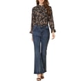 thumbnail image 3 of Allegra K Women's Bow Tie Ruffle Collar Button Down Long Sleeve Floral Blouse, 3 of 8