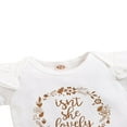 thumbnail image 4 of Twins Baby Girl Outfits Set Short Sleeve Ruffled Romper+Shorts+Headband, 4 of 5