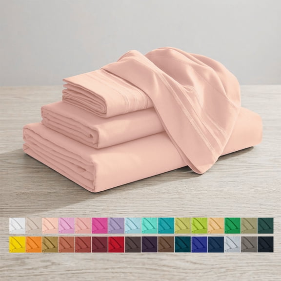 Elegant Comfort Hotel Luxury 4-Piece Full Sheet Set, Breathable Cooling Microfiber Bedding, Deep Pocket, Dusty Rose
