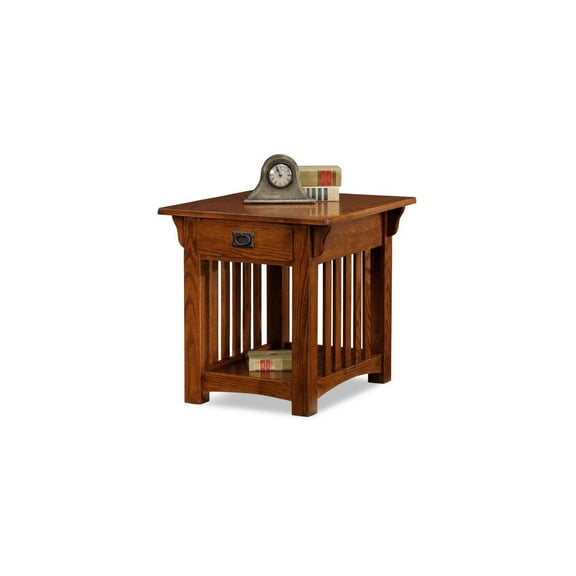 HomeStock Rustic Retreat 22 Inches End Table with Drawer, Made with Solid Wood, Side Table for Living Room, Bedroom, Medium Oak Finish, Russet, 22"D x 25"W x 23"H