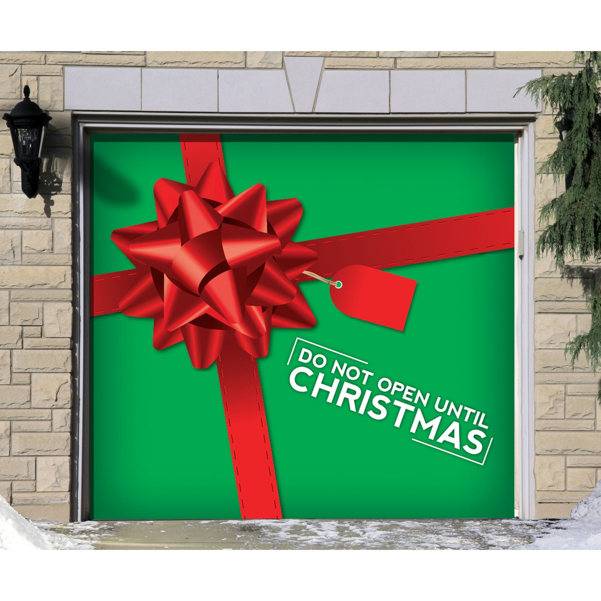 7' x 8' Green and Red "Do Not Open Until Christmas" Single Car Garage