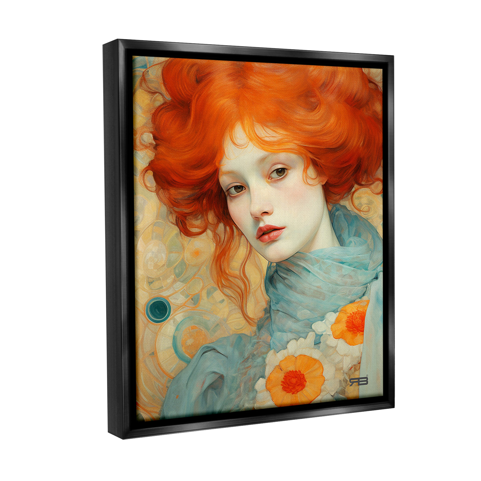 Stupell Industries Flower Patterned Woman Botanical & Floral Painting Black Floater Framed Canvas Art Print Wall Art, 25 x 31