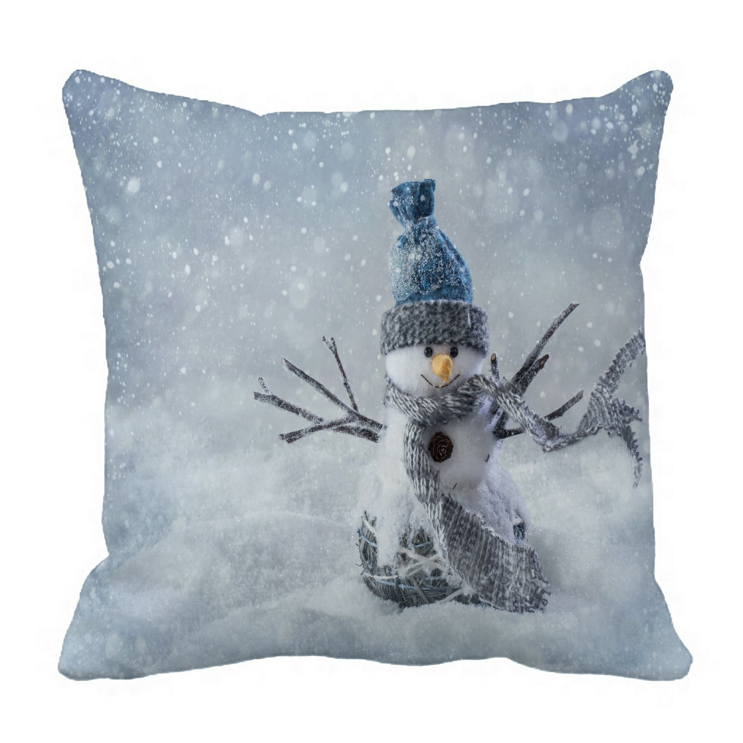 ECZJNT Smiling snowman standing in the snow Pillow Case Pillow Cover