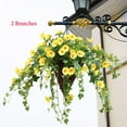 thumbnail image 3 of Morttic 1x Artificial Hanging Flower,Fake Plastic Faux Flower Morning Glory Fabric Vine Petunia for Indoor Outdoor Garden Porch Eave Wedding Wall Decor (Yellow), 3 of 4