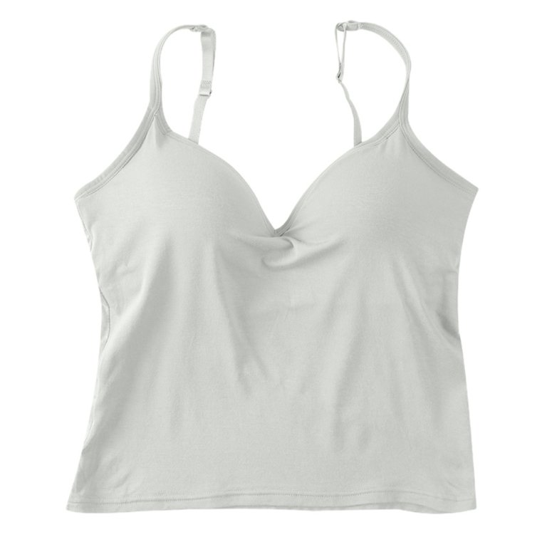 Spdoo Women Cotton Camisole Shelf Bra Cami Tank Tops Adjustable Spaghetti  Strap Tank Top