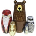 thumbnail image 1 of Muñecas rusas encajables de madera Kakeah, set de 5 piezas con animales, 1 of 7