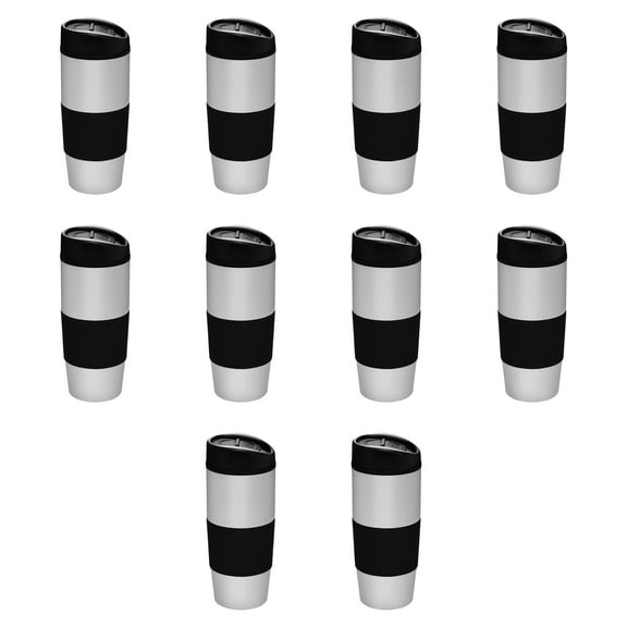 Color Grip Tumblers 16 oz. Set of 10, Bulk Pack - Perfect for Smoothies, Iced Coffee, Soda, Other Hot & Cold Beverages - Black