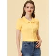 thumbnail image 2 of INSPIRE CHIC Women's Sweet Peter Pan Collar Button Down Soft Shirt Blouse Yellow S, 2 of 5