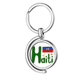 thumbnail image 1 of Haiti bandera nacional rojo patron azul Rotating keychain Metal Keyring Holder, 1 of 2