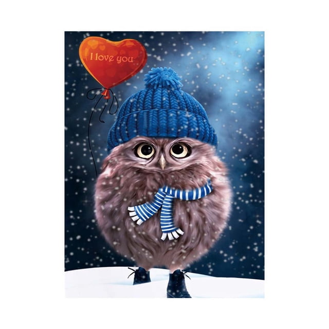 kurtrusly Round 5D Rhinestone Owl Blue Hat Diamond Painting DIY Cartoon Animals Crafts Resin Needlework Crystal Cross Stitch