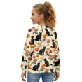 thumbnail image 3 of COEQINE Adorable Girls Cardigan with Fun Print, Lightweight Layer for School Outings, Soft Crewneck Long Sleeve Fall Jacket Top, Machine Washable, for Ages 9-10, Cat Floral Beige, 3 of 7