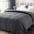 thumbnail image 1 of Canadian Linen Down Alternative Comforter, Quilted Box Stitched, 220 GSM Microfiber Fill, Grey, Twin, 1 of 8