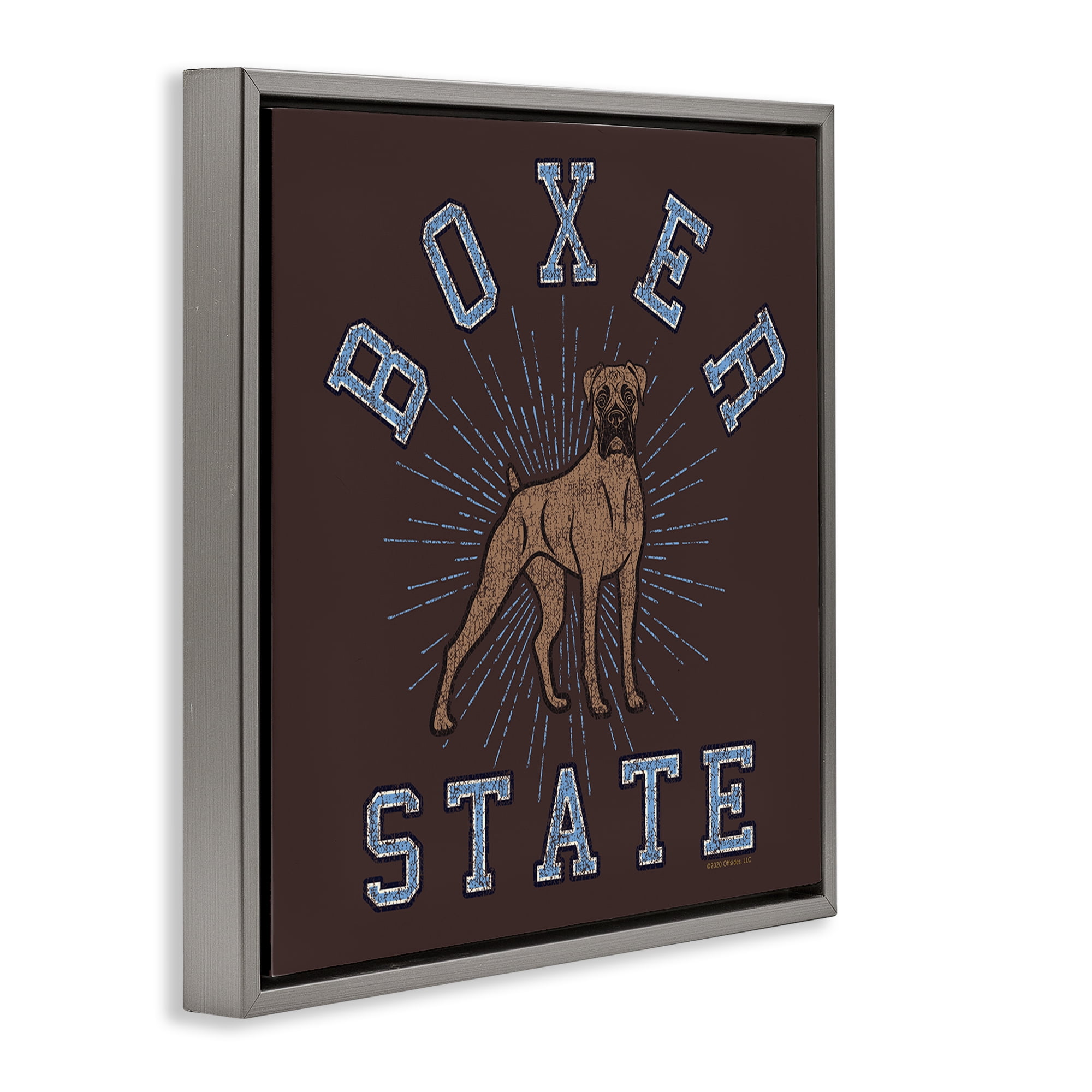Stupell Industries Vintage Boxer State Novelty & Humor Painting Gray Floater Framed Canvas Art Print Wall Art, 25 x 25