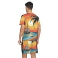 thumbnail image 2 of joogoo Men's Pajama Set Sunset Sea Island View V-Neck Pj Shorts Set 2 Piece Loungewear Sleepwear XL, 2 of 7