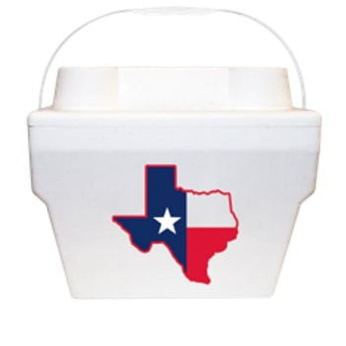 Texas Flag Styrofoam Cooler,  22QT Foam Cooler, 20 Can Capacity, White
