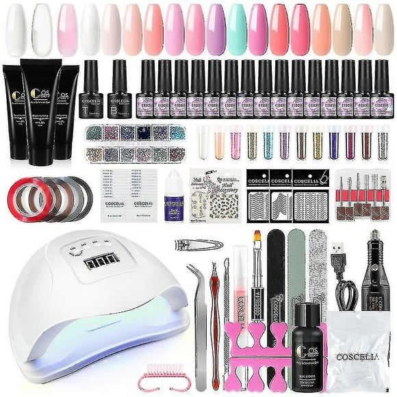 15pcs Uv Nail Polish 3pcs Polygel Starter Kit With 80w Uv-led Lamp